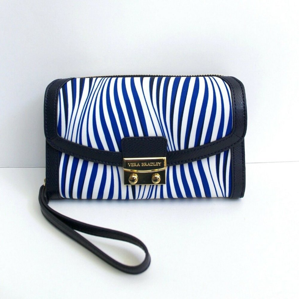 Vera Bradley Navy Wavy Stripe Ultimate Wristlet Wallet